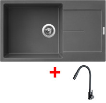Sinks ULTIMA 860 XXL Titanium + ELASTA S černá matná 